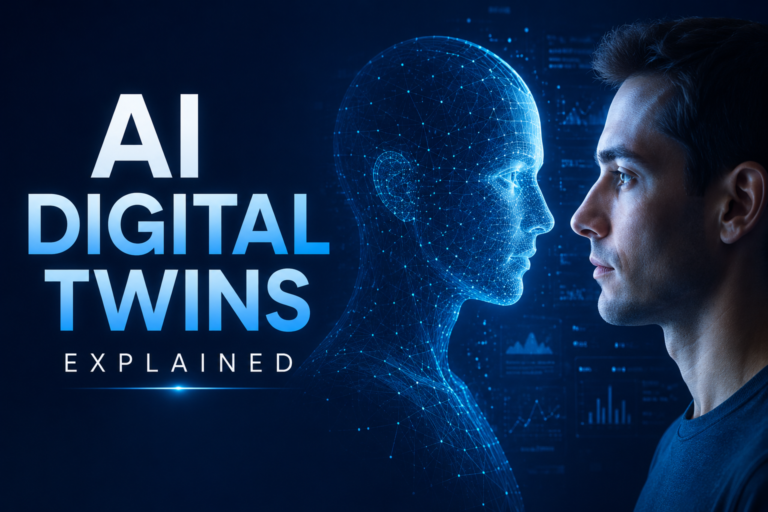 AI Digital Twins visualizing a human and its intelligent digital replica